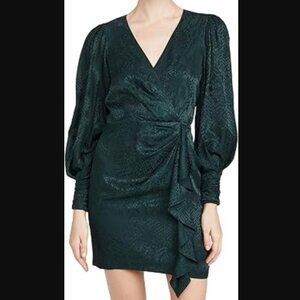 Parker Dark Green Silk Wrap Dress Size 4 / Small